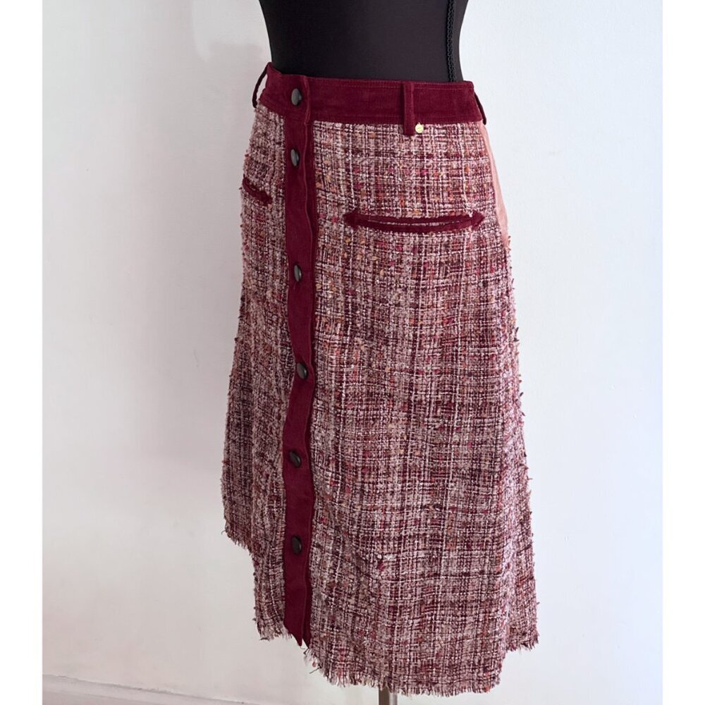NWT Anthropologie Harlyn Tweed Buttoned Chic Business Casual Pencil Skirt S - Picture 5 of 11